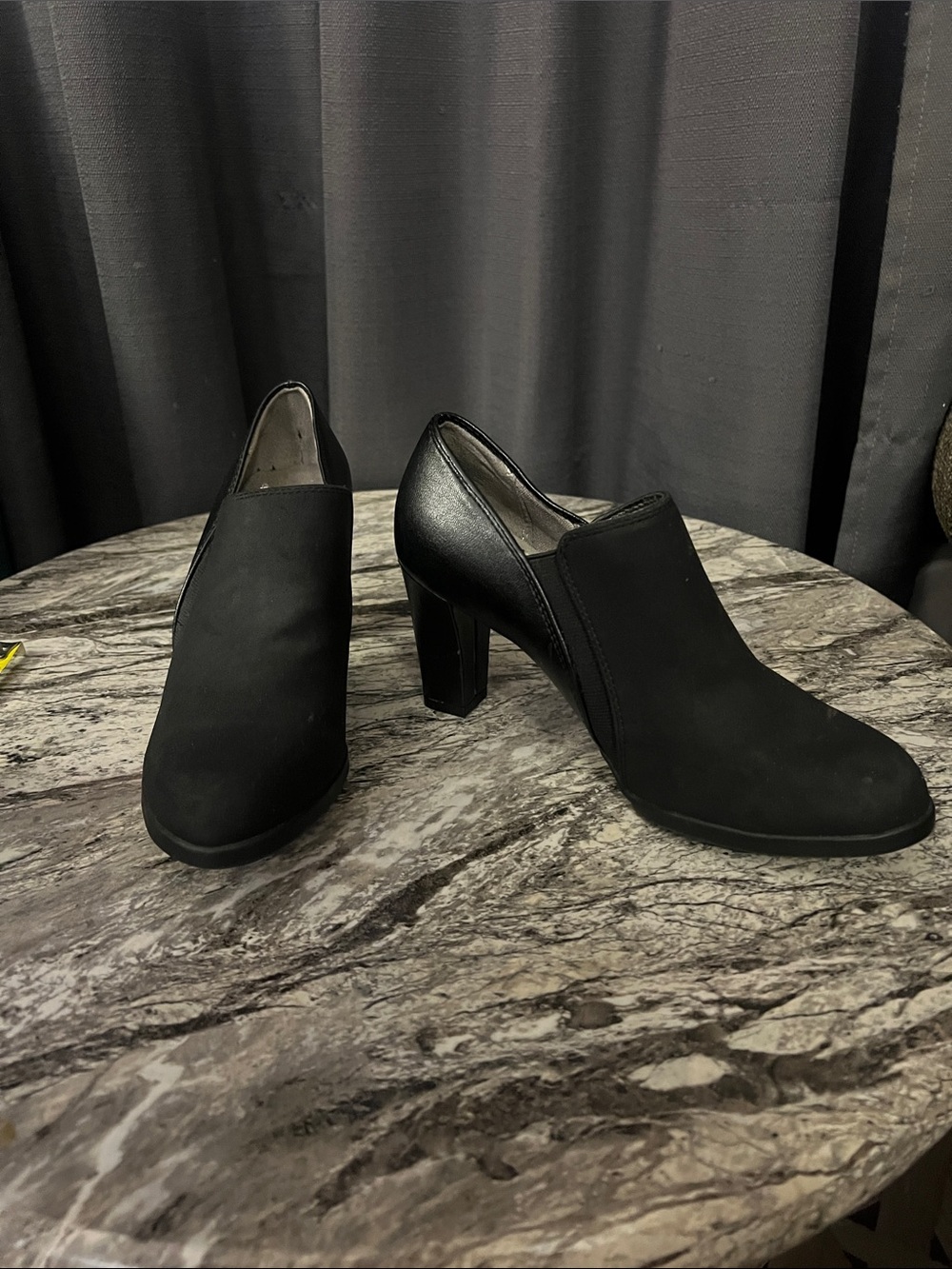 Life Stride Black Slip-On Block Heel Booties